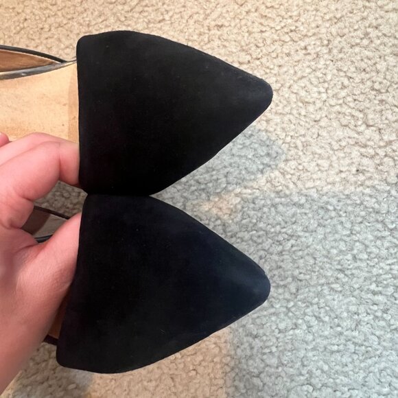 L.A.M.B. Trina D'Orsay Pump Black Leather/Suede/Chrome Heel women’s size 8 - Picture 10 of 11